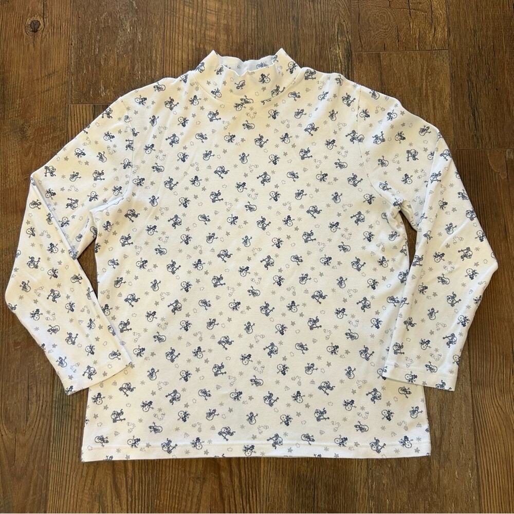 Croft & Barrow Christmas Snowman Mock Turtleneck Long Sleeve Top Medium